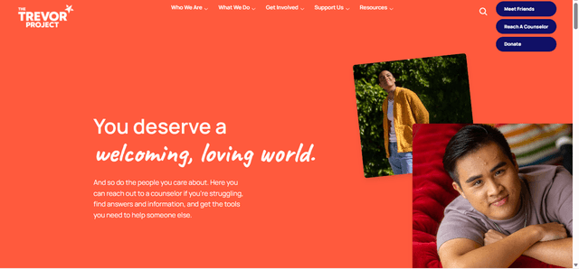 Trevor Project homepage